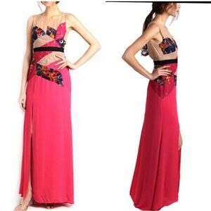 BCBGMaxazria “Lonnie”Nude Patchwork Slit Dress Size‎ 4